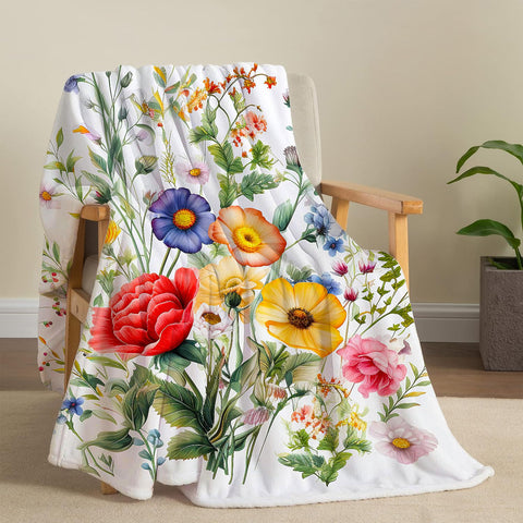 Yersion Floral Blanket with vintage flowers provides cozy warmth for evenings.
