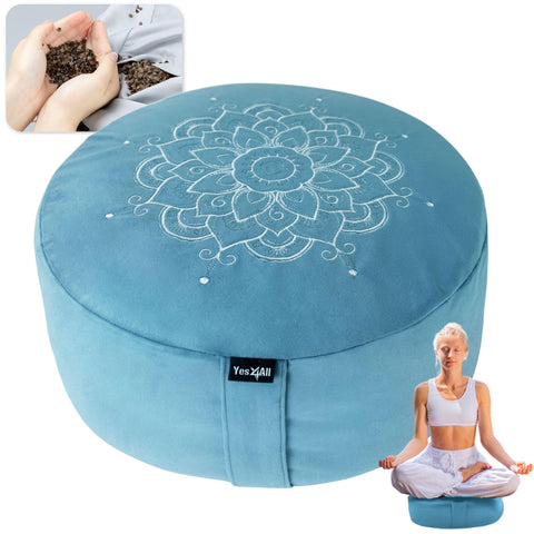 Yes4All meditation cushion with buckwheat hulls showing height customization
