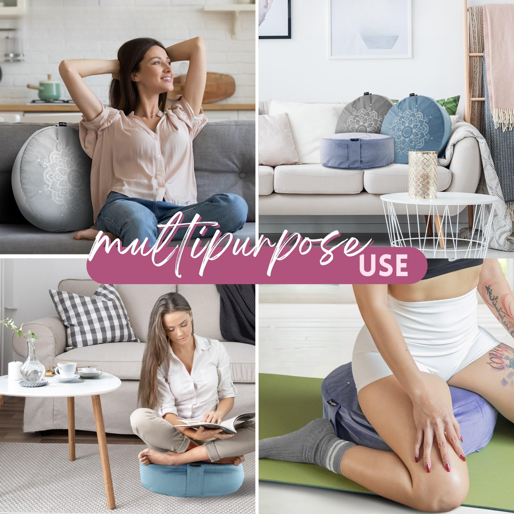 Yes4All cushion with built-in handle ready for portable meditation