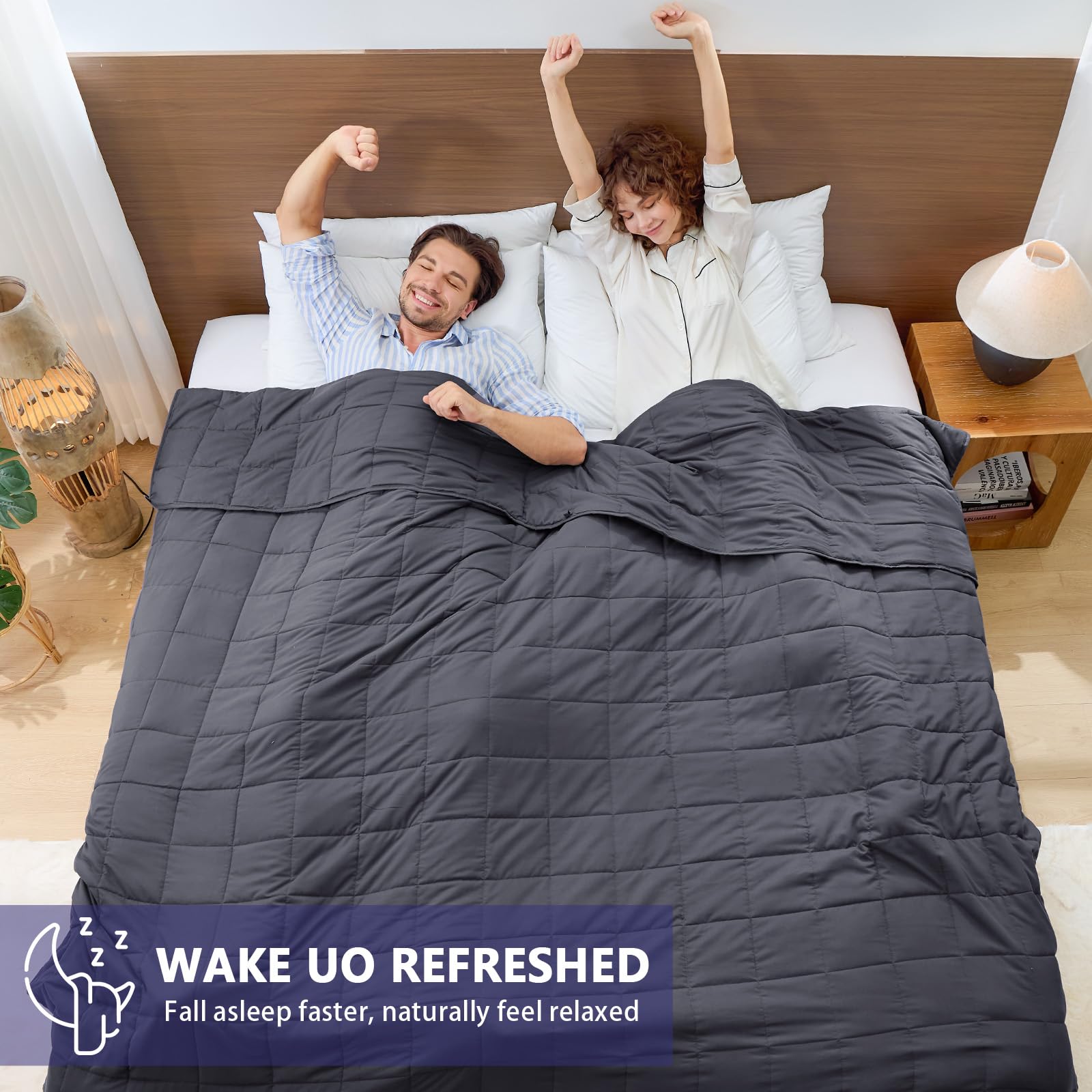 YesCool blanket on king-size bed sits on top of mattress.