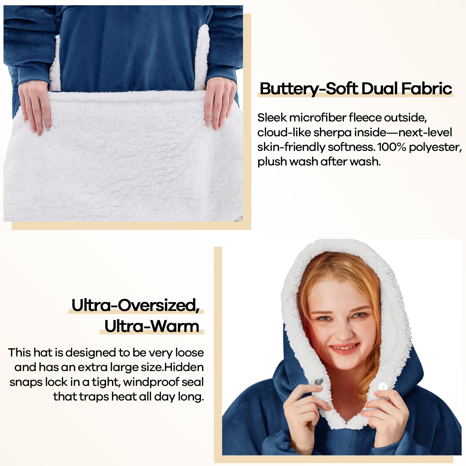 Yescool oversized hooded hoodie with hem detail for full-body coverage.