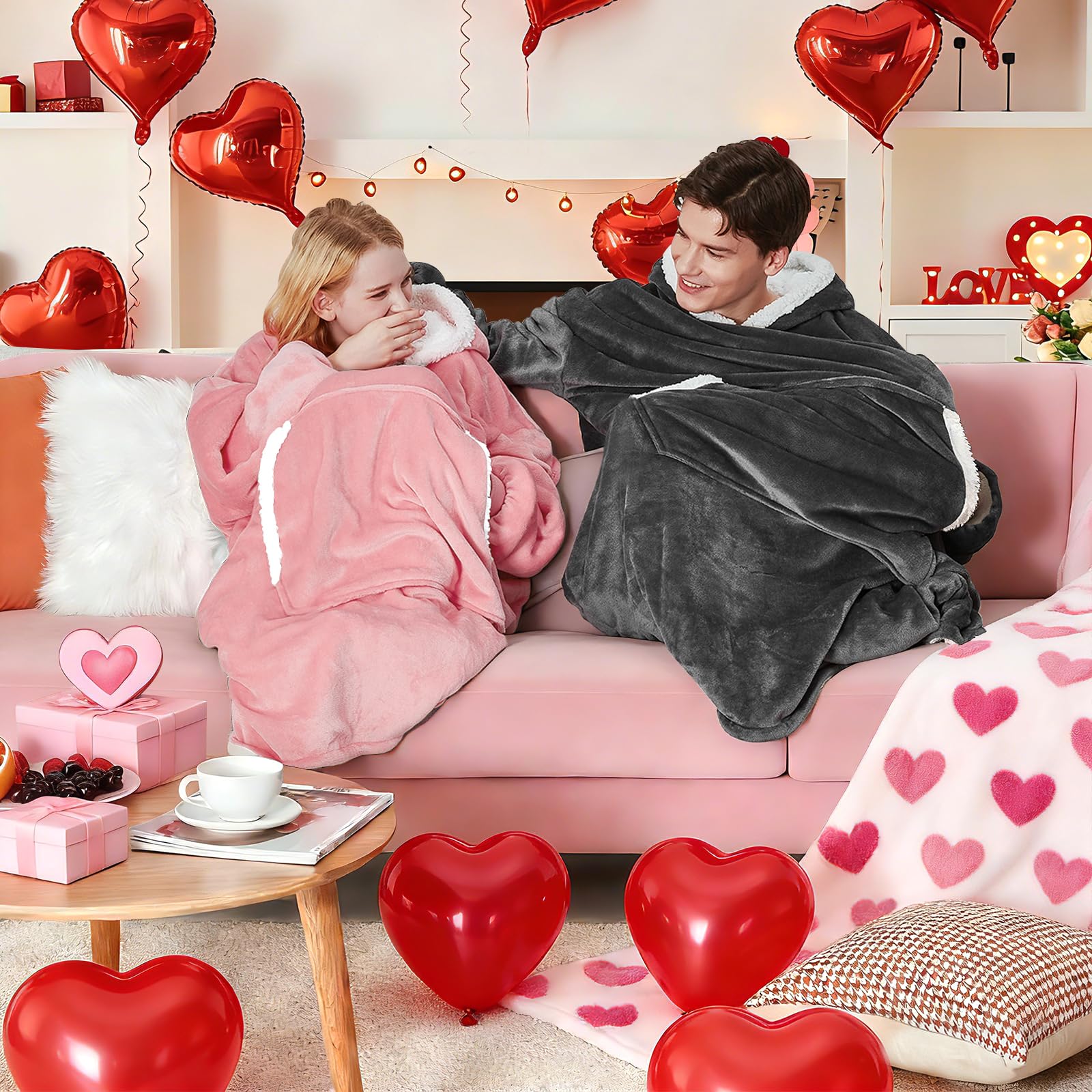 Yescool oversized hoodie blanket front pocket for hand warmth