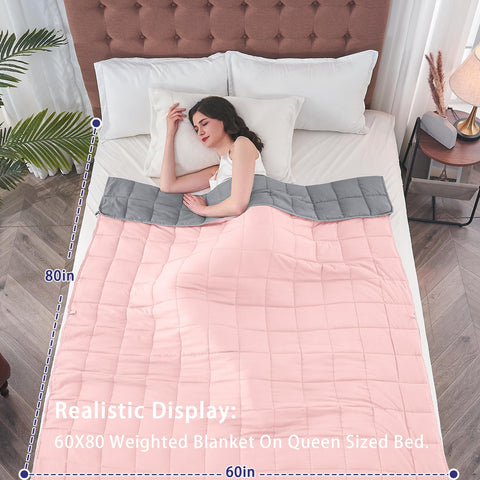 Yescool queen size 60x80 weighted blanket covers a couple's bed.