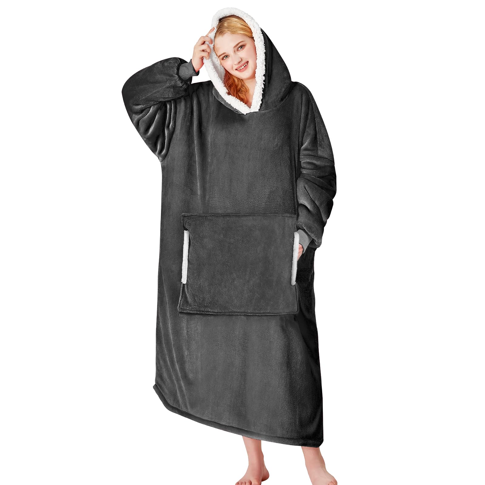 Yescool Wearable Blanket Hoodie front view showing cozy warmth for chilly mornings