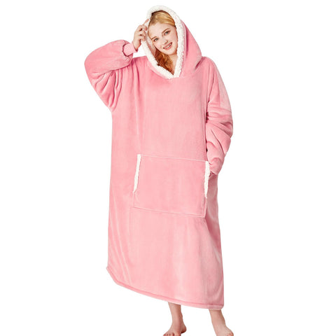 Yescool wearable blanket hoodie pink with plush sherpa warmth