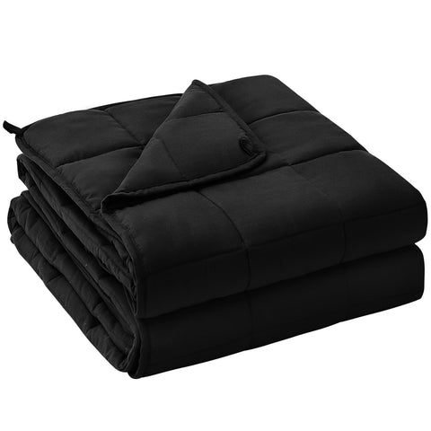 Yescool weighted blanket on bed showing perfect queen-size top-mattress fit for a clean look