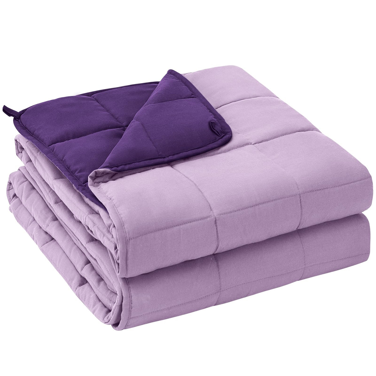 Yescool weighted blanket 60x80 purple, top view, showing cozy, breathable feel for cooling comfort