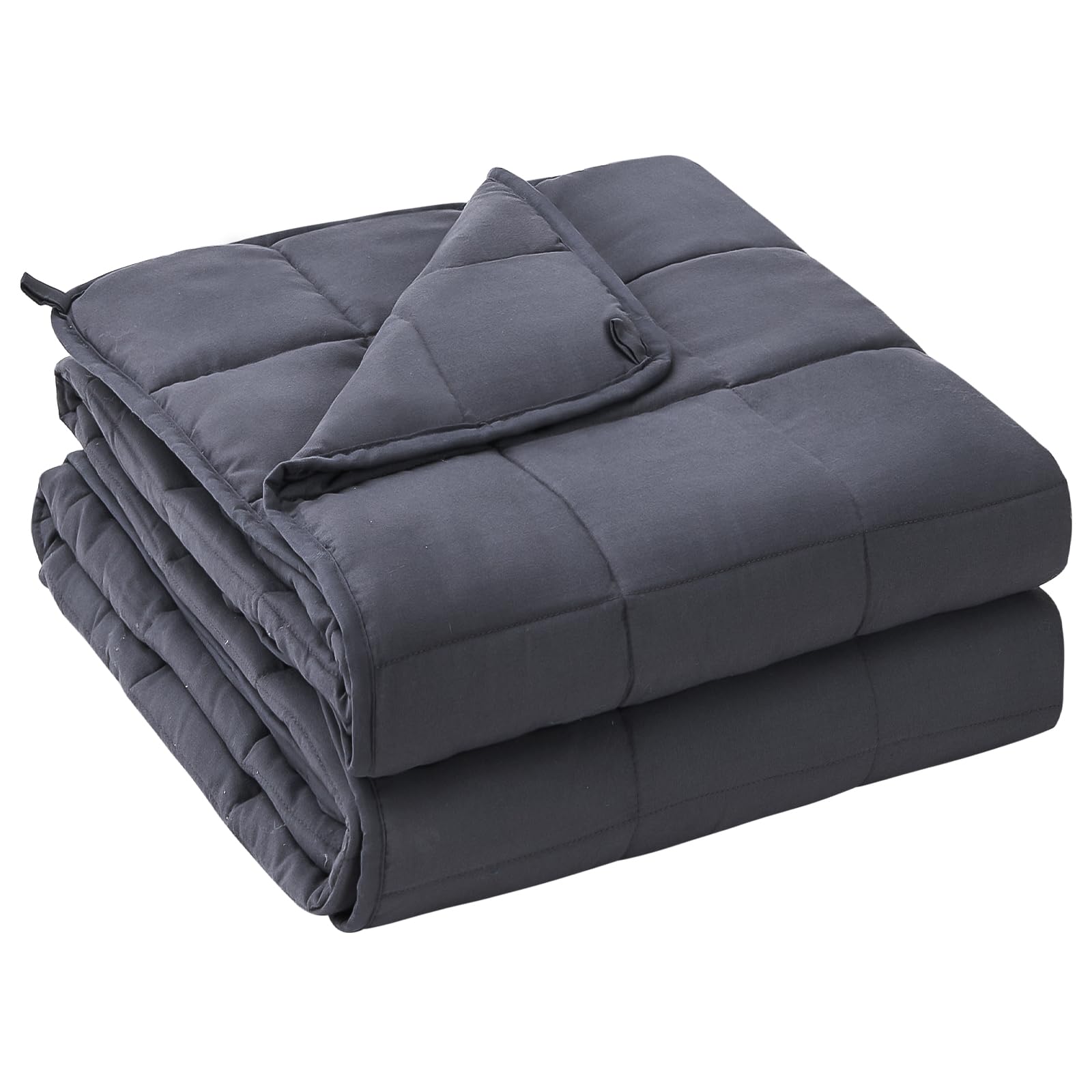 YesCool weighted blanket adults 12lb grey on bed offers cooling comfort for restful nights.