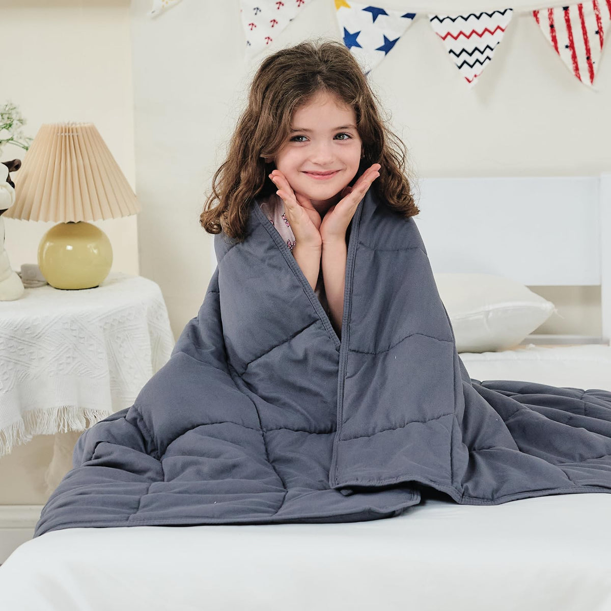 Yescool adult 20 lb weighted blanket on bed for restful nights