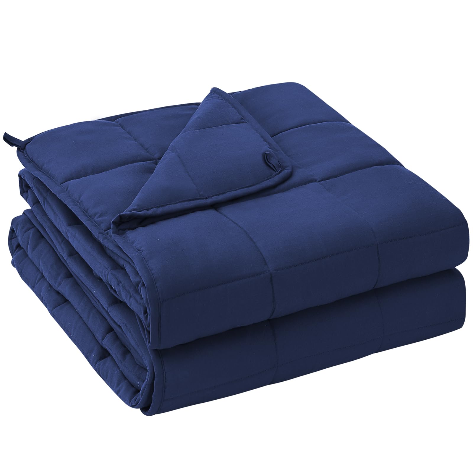 Yescool weighted blanket in blue on bed for restful nights