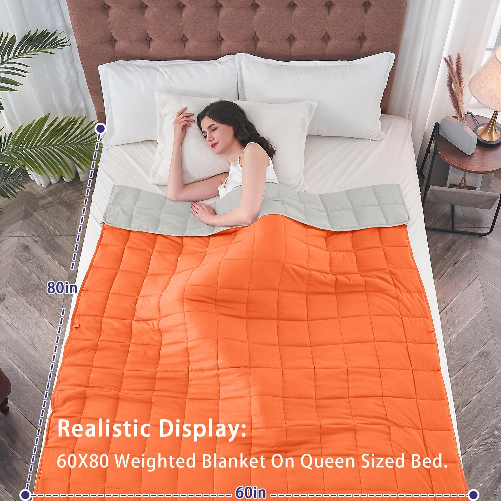 Yescool weighted blanket close-up shows glass beads for even weight distribution.