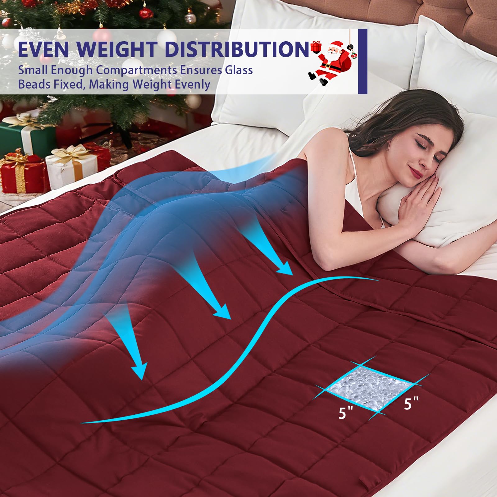 Yescool weighted blanket glass bead close-up displays even weight distribution.