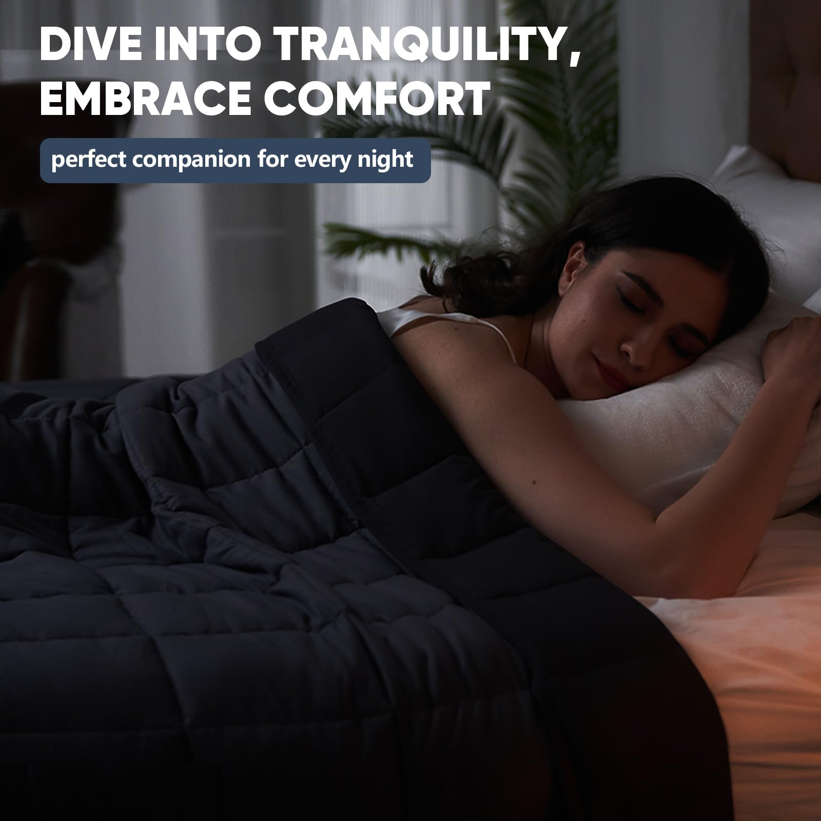 Grey and black Yescool weighted blanket fits modern bedroom aesthetics