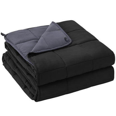 Yescool weighted blanket on queen bed showing even weight distribution for calm sleep