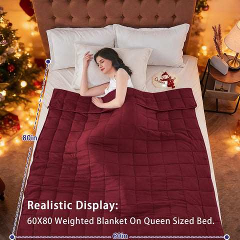 Yescool weighted blanket stitch detail highlights durable 5x5 compartments.