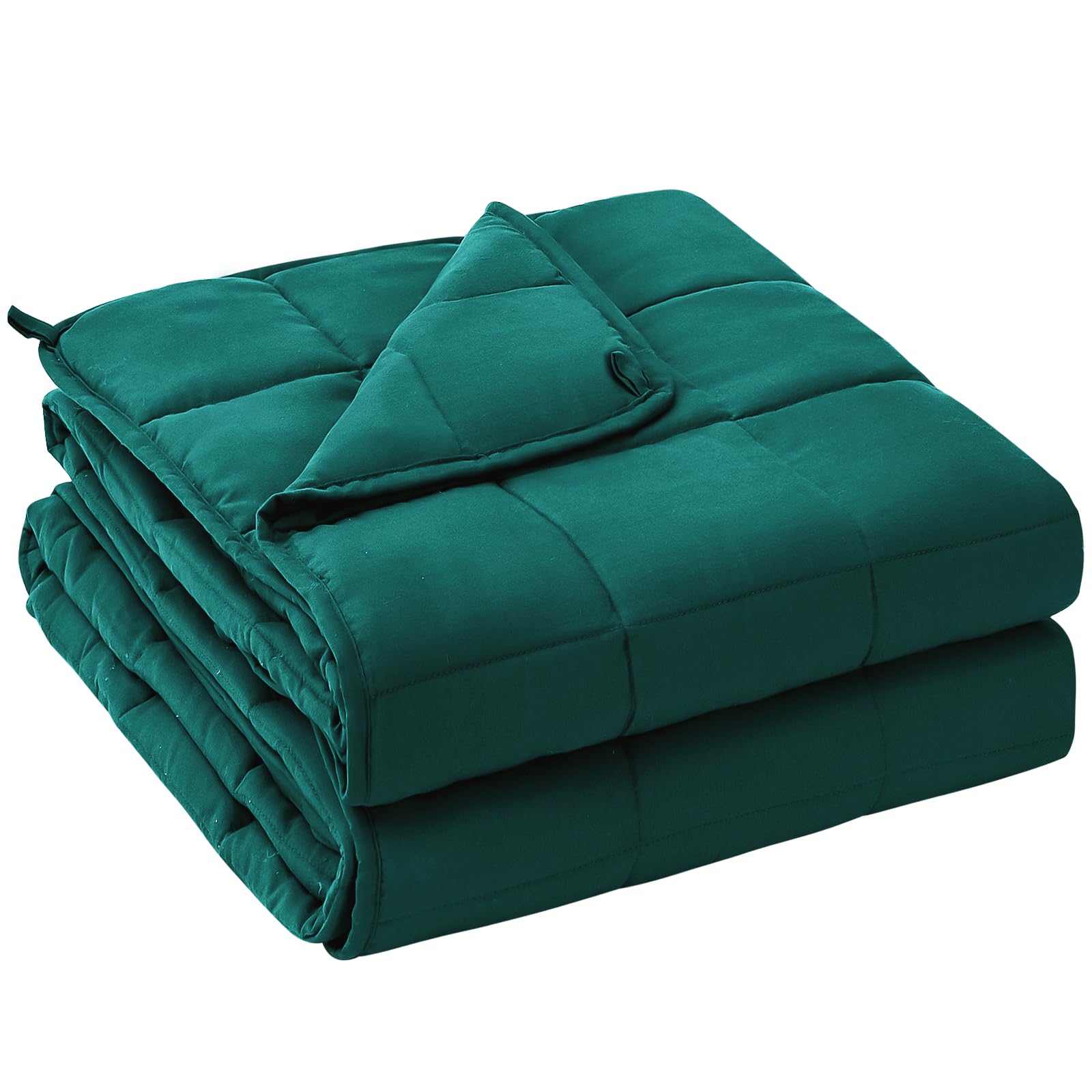 YesCool weighted blanket top view illustrating snug queen fit for focused sleep