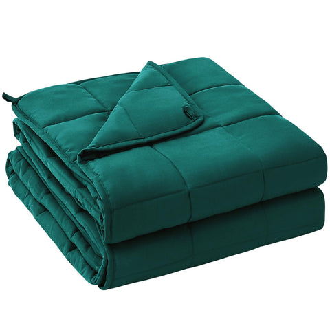 YesCool weighted blanket top view illustrating snug queen fit for focused sleep