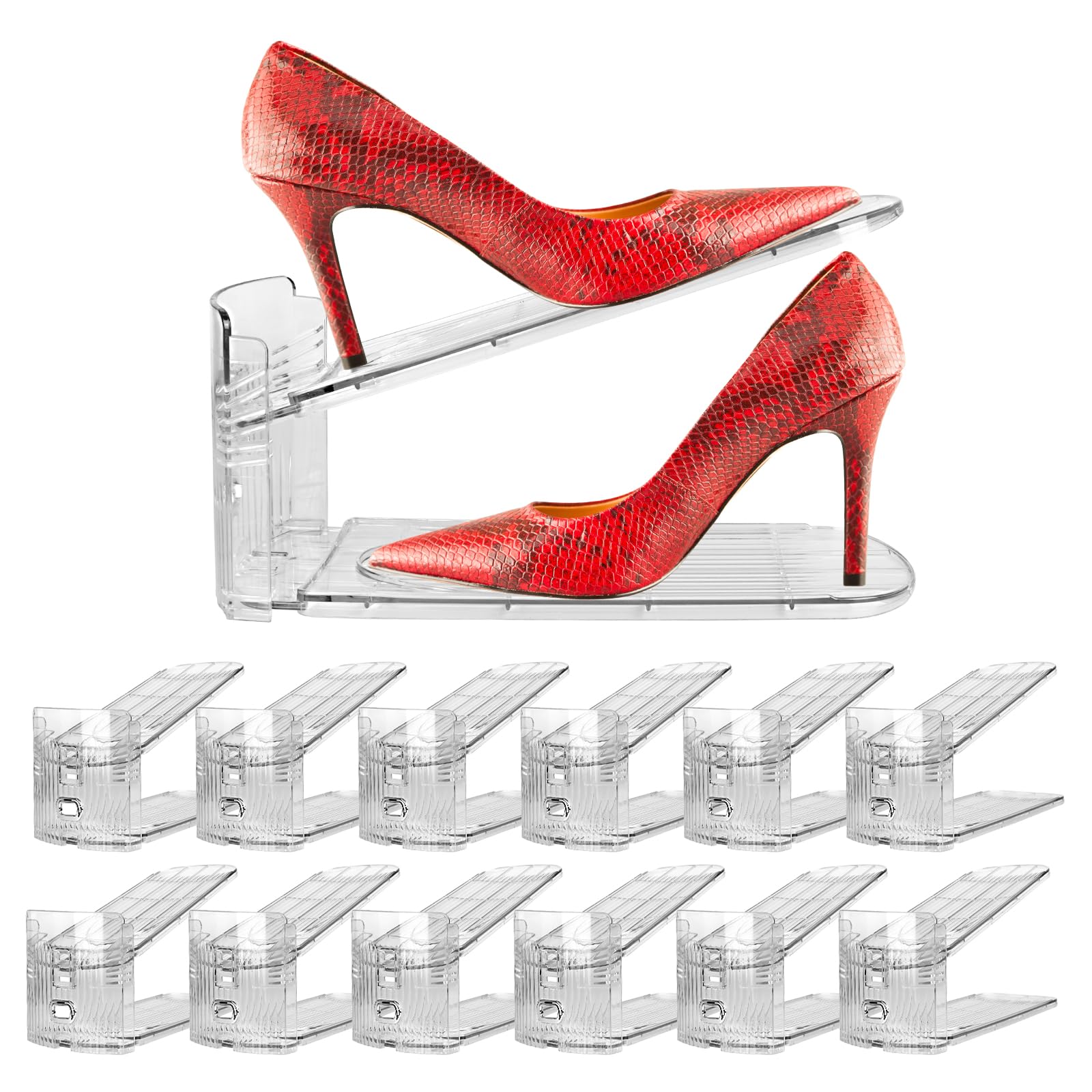 Yes!Fresh shoe slots organizer in boutique display showing space-saving stacking.