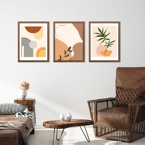 YESKAY brown 18x24 frame set of 3 without mat for bold wall display