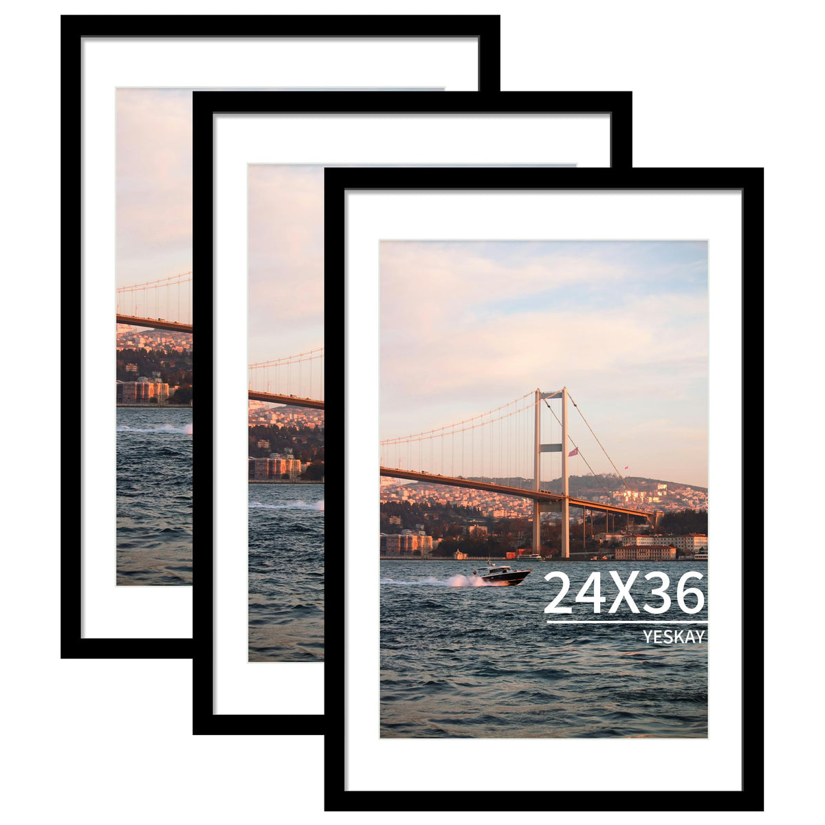 YESKAY 24x36 frame set front view shows modern black design for wall art display
