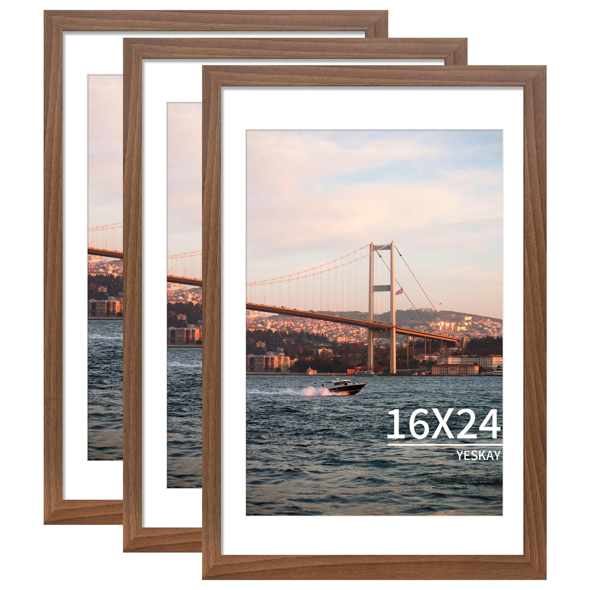 YESKAY brown 16x24 frame front view highlighting sturdy MDF construction