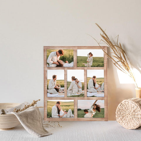 YESKAY collage frame back shows turn buttons for easy photo changes