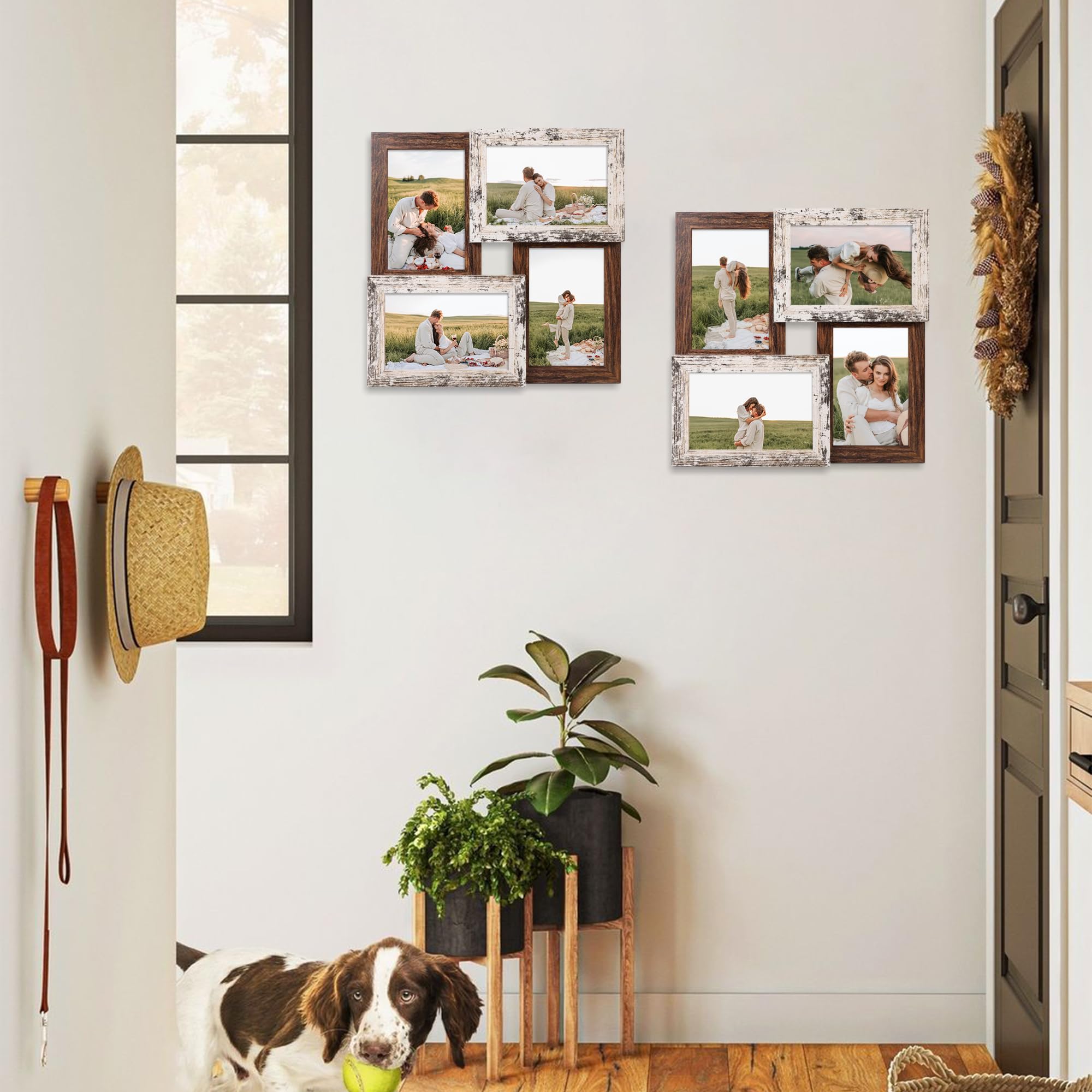 Yeskay distressed white and rustic brown finish adds vintage charm to décor