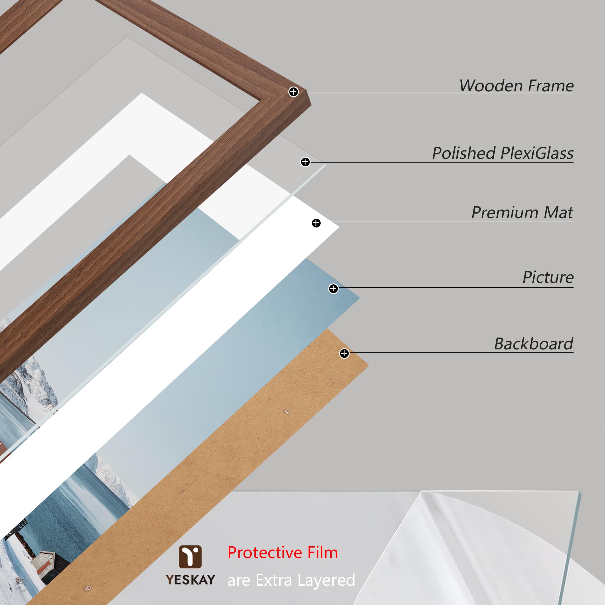 YESKAY poster frame supports vertical or horizontal hanging in any room