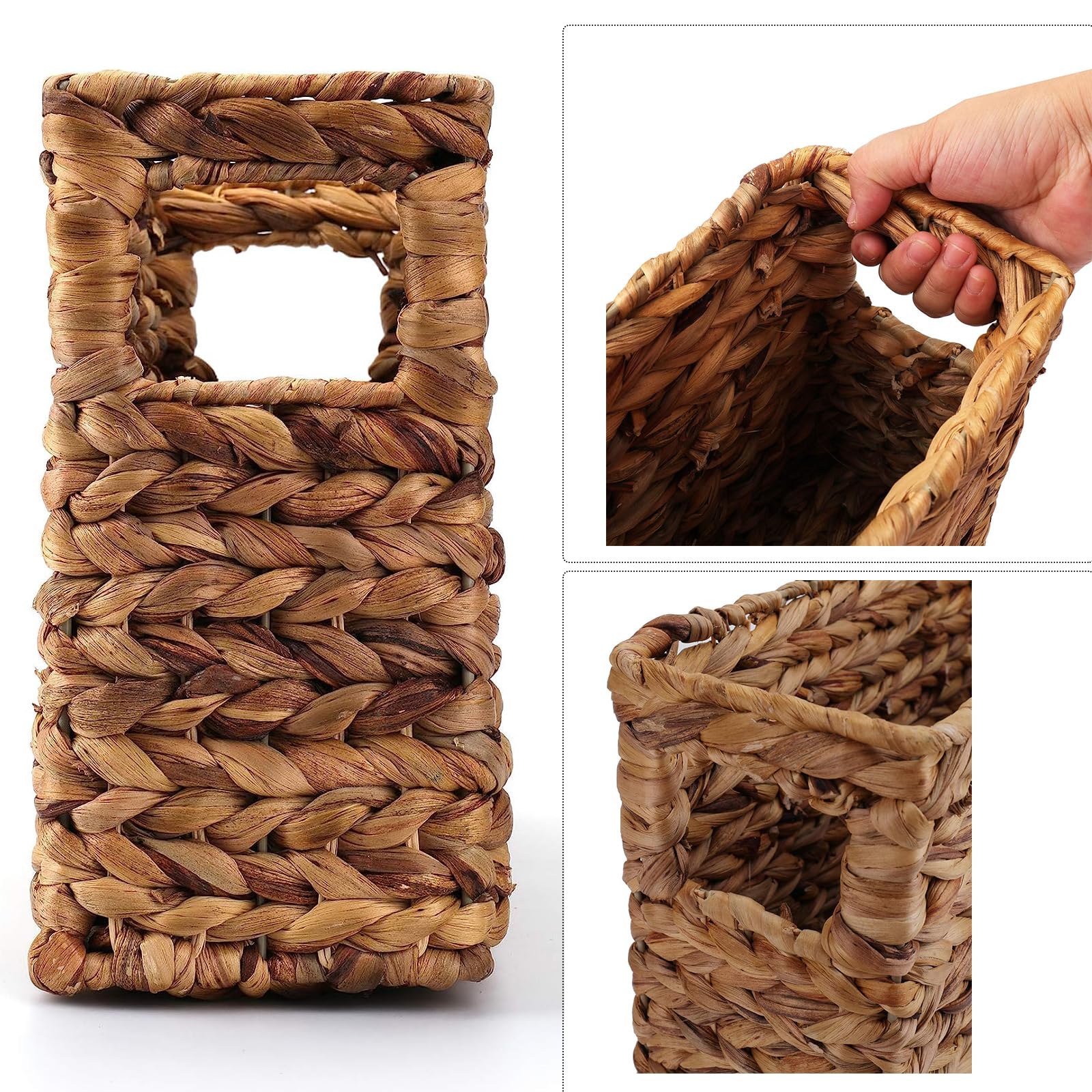 Yesland water hyacinth basket closeup weave highlights handmade durability.