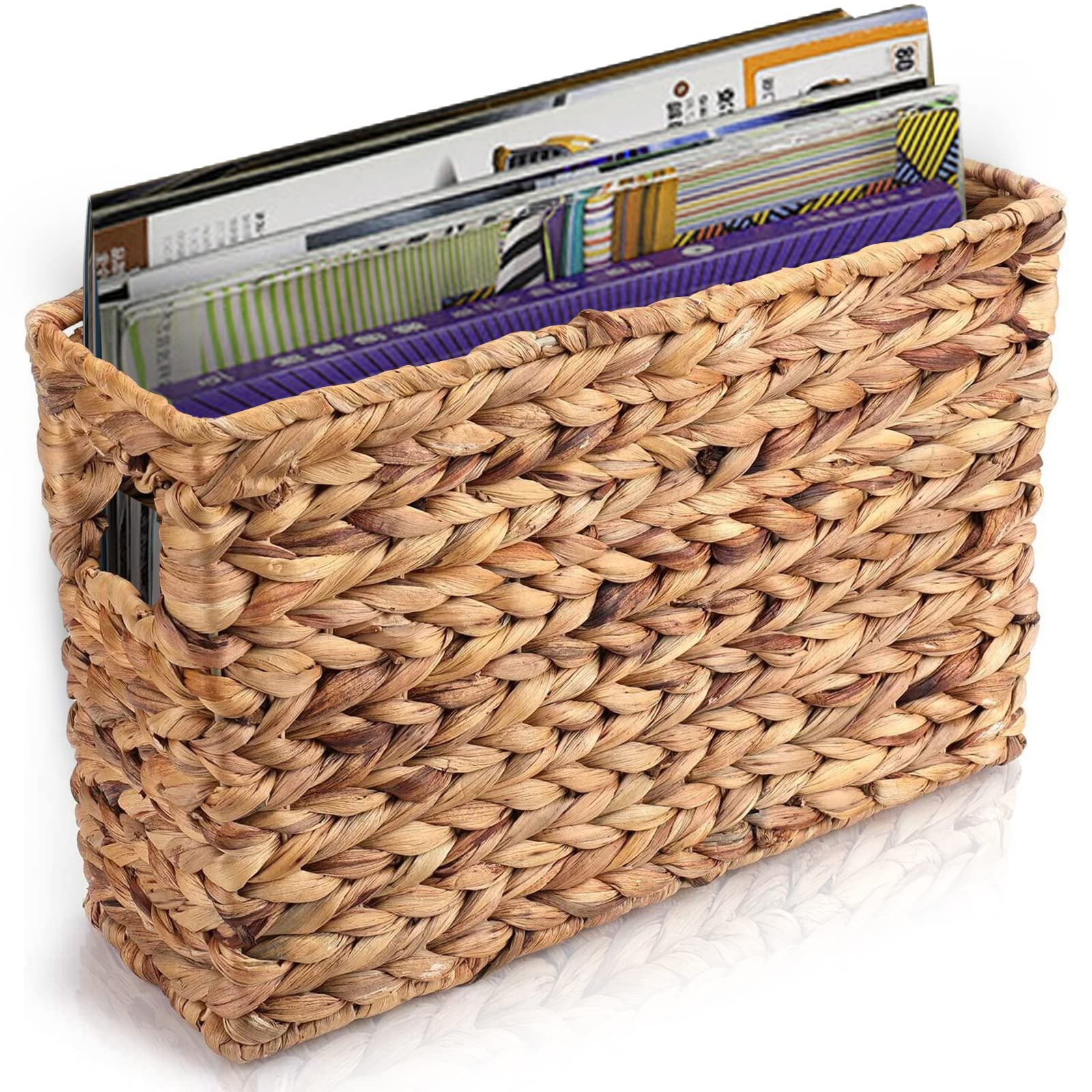 Yesland water hyacinth basket top view shows natural texture for easy access.