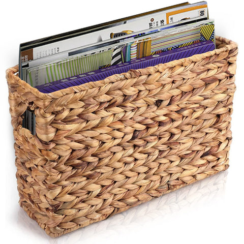 Yesland water hyacinth basket top view shows natural texture for easy access.