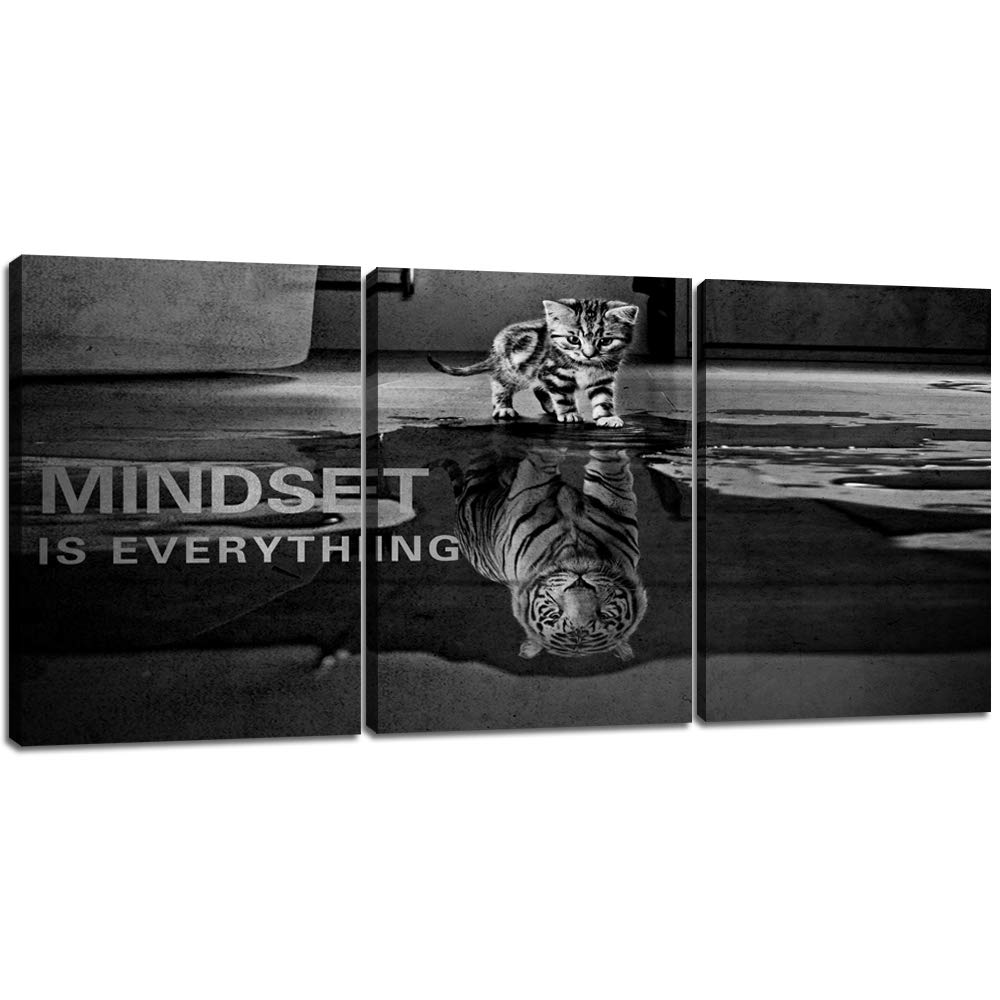 Yetaryy 3-panel Mindset Is Everything canvas for living room motivation
