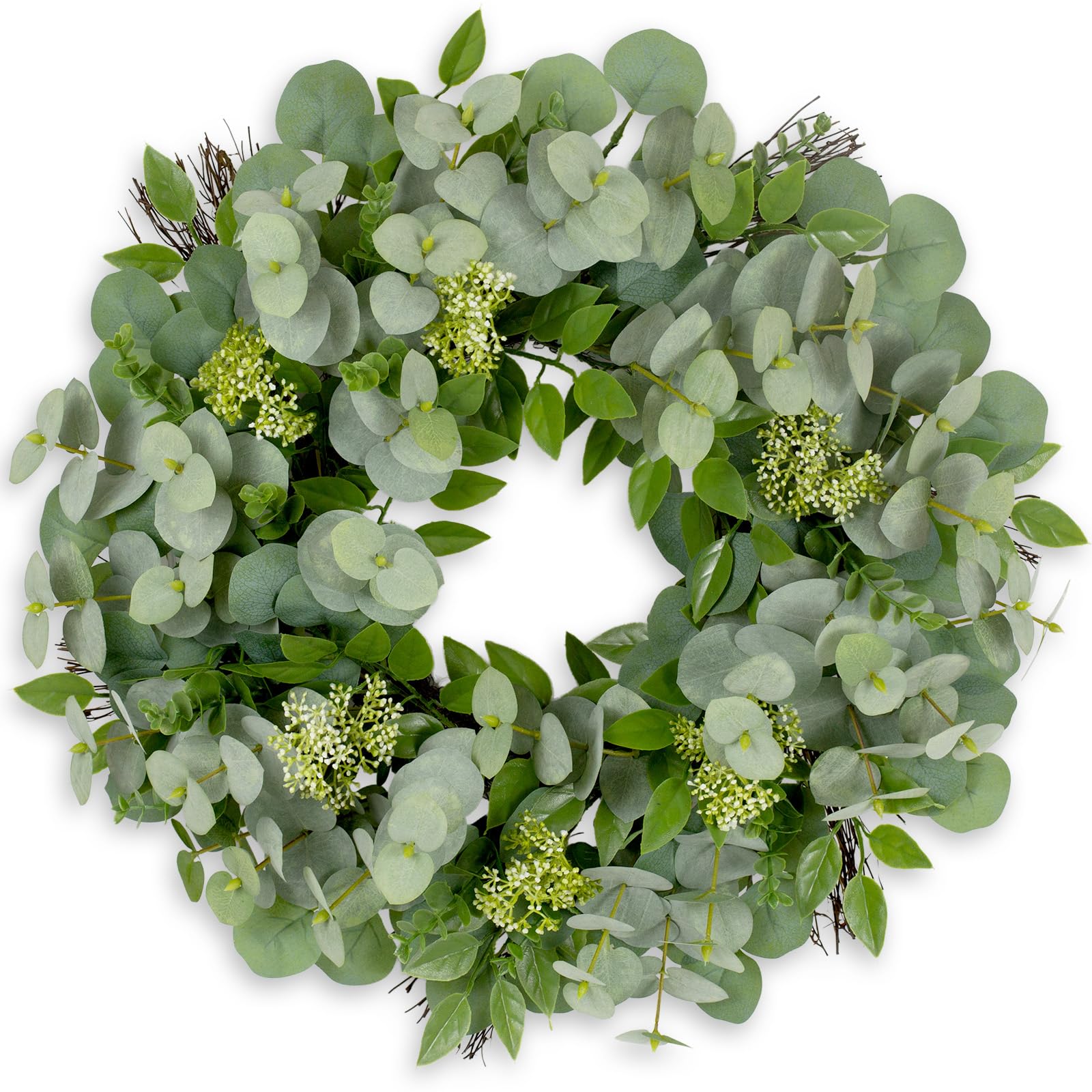 Yetermon Eucalyptus Wreath front door 22 inch adds fresh curb appeal.