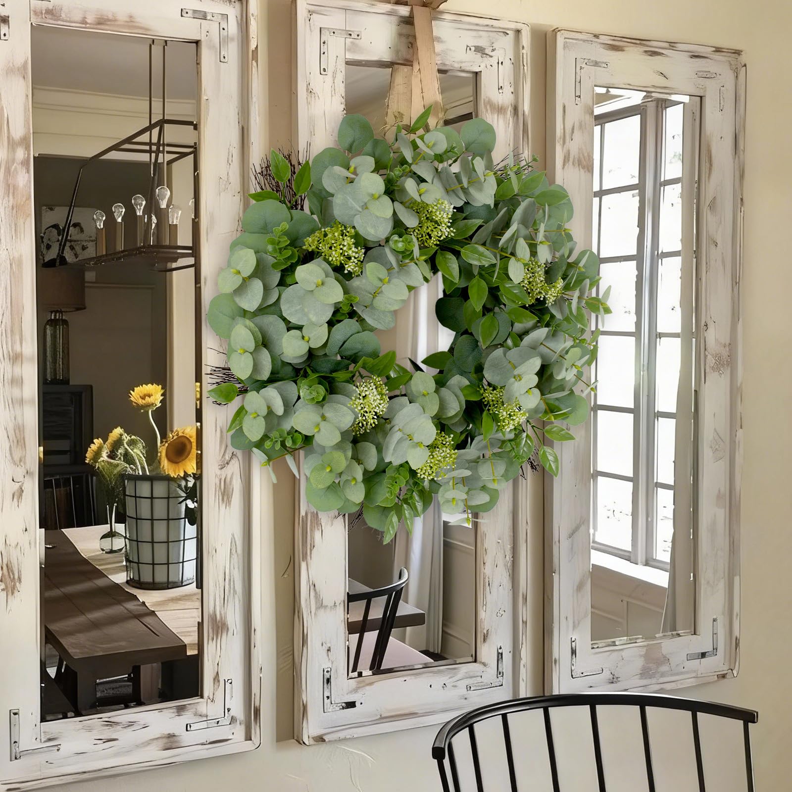 Yetermon Eucalyptus Wreath ready to hang straight from the box.