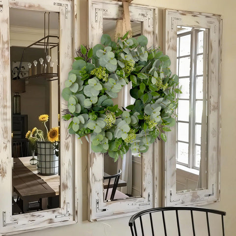 Yetermon Eucalyptus Wreath ready to hang straight from the box.