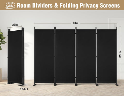 Yettsoy four-panel room divider provides portable privacy for small rooms.