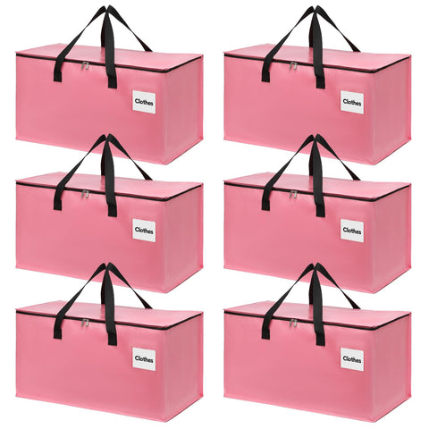 YEUEYS 6-pack extra large moving bags with reinforced zipper for secure packing.