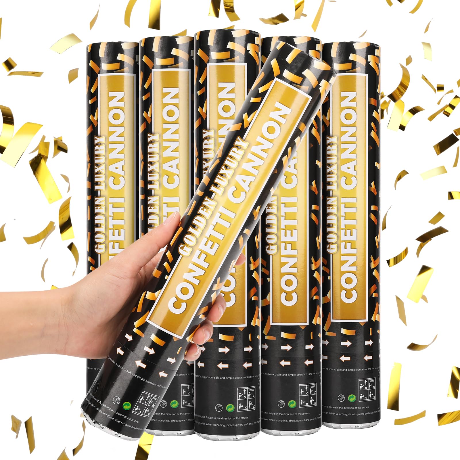 Yeunmu Confetti Cannon gold explosion creates a radiant shower for celebrations