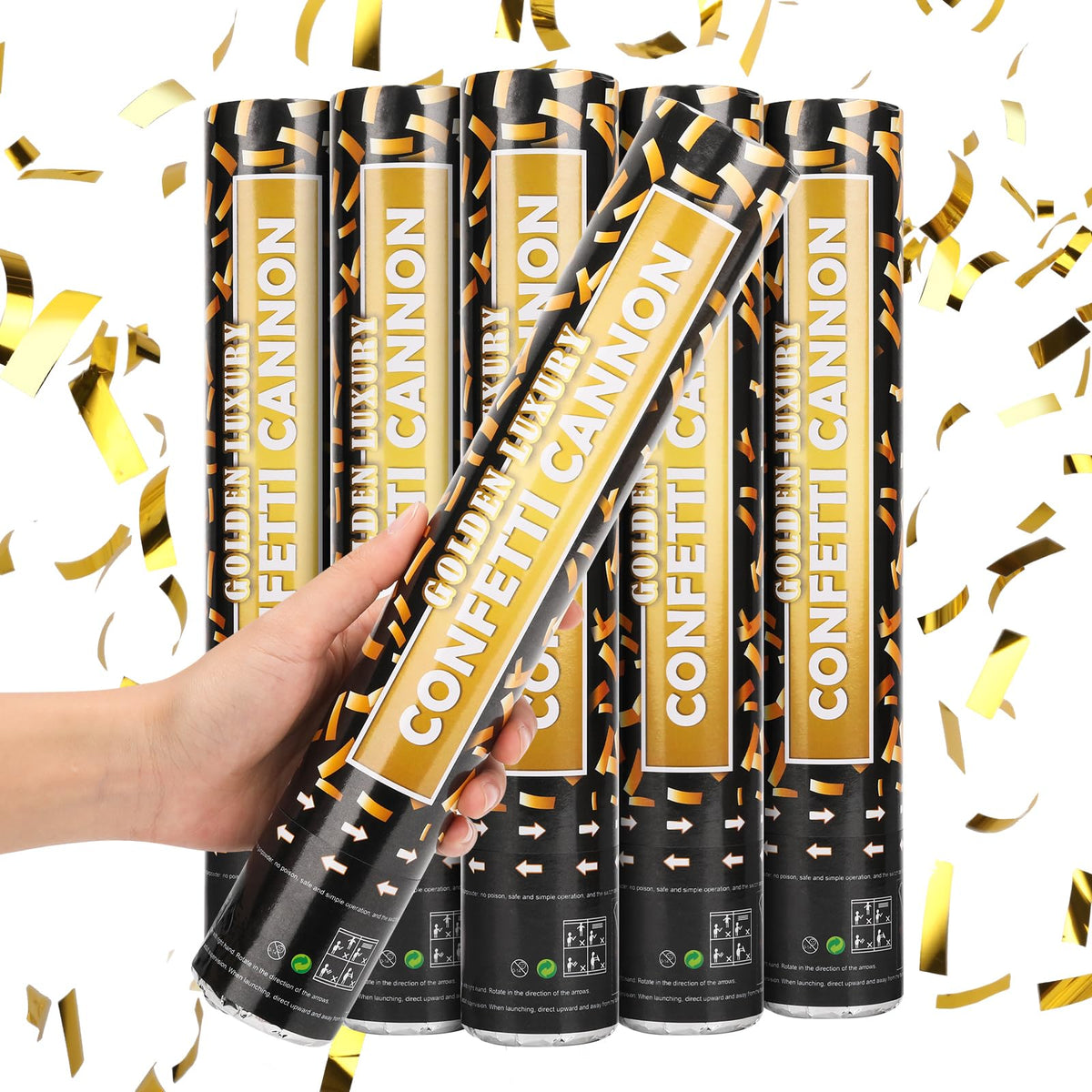 Yeunmu Confetti Cannon gold explosion creates a radiant shower for celebrations
