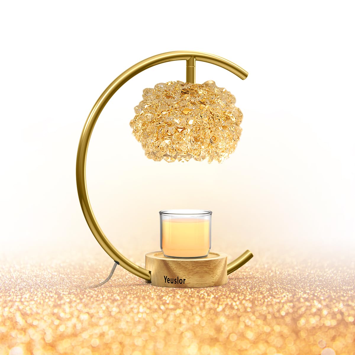 Yeuslor Gold Candle Warmer Lamp with jar candle compatibility and even melt