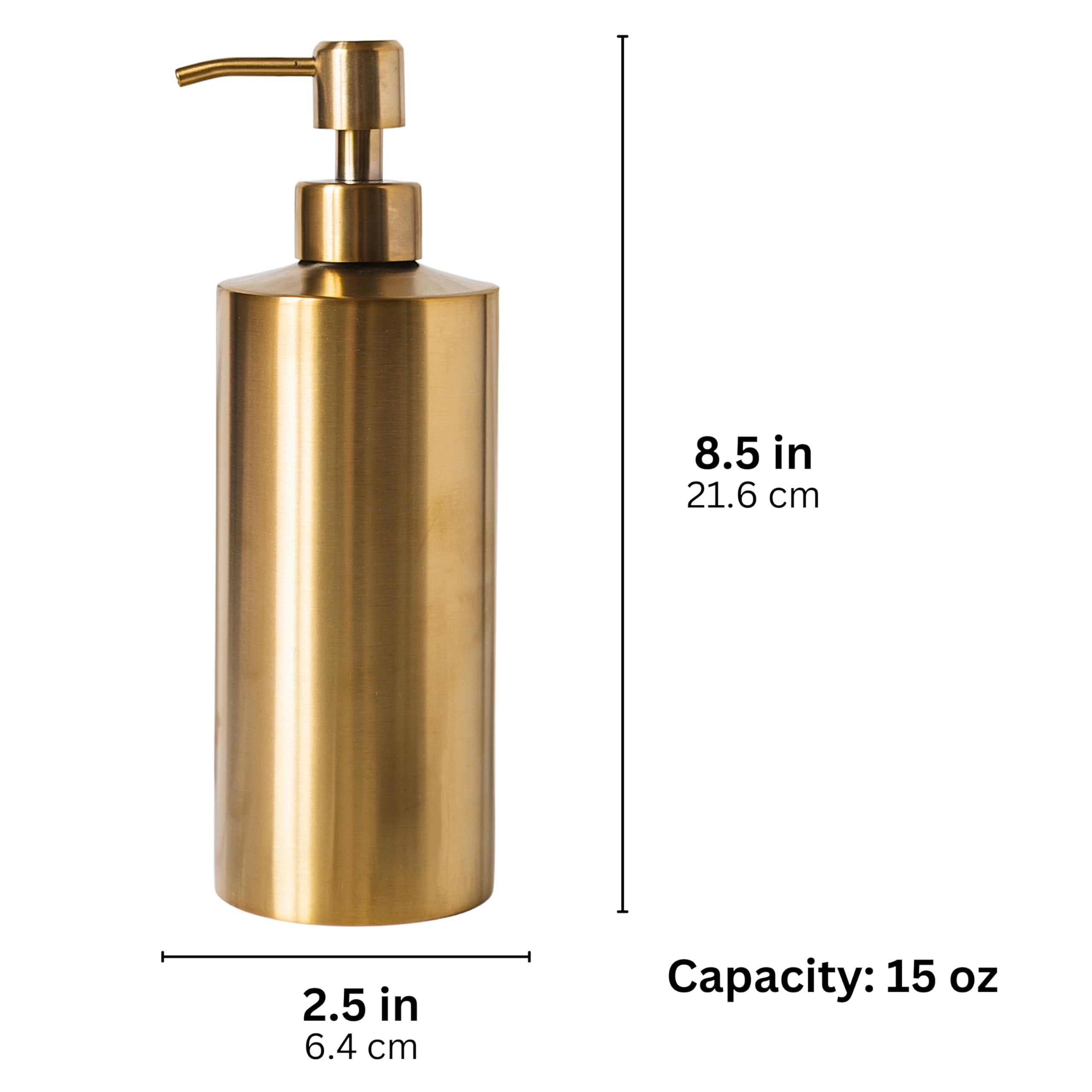 YEW DESIGN brass soap dispenser on countertop with non-slip pads.