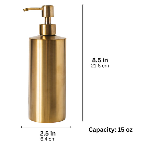 YEW DESIGN brass soap dispenser on countertop with non-slip pads.