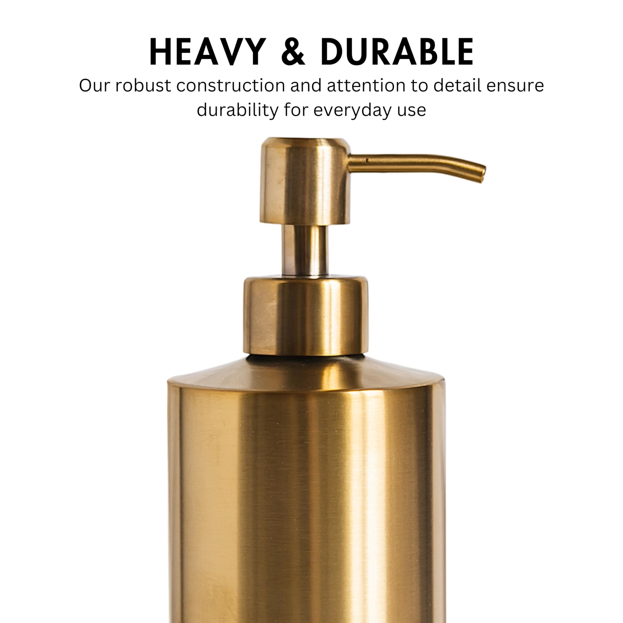 YEW DESIGN brass soap dispenser top view, sleek profile.