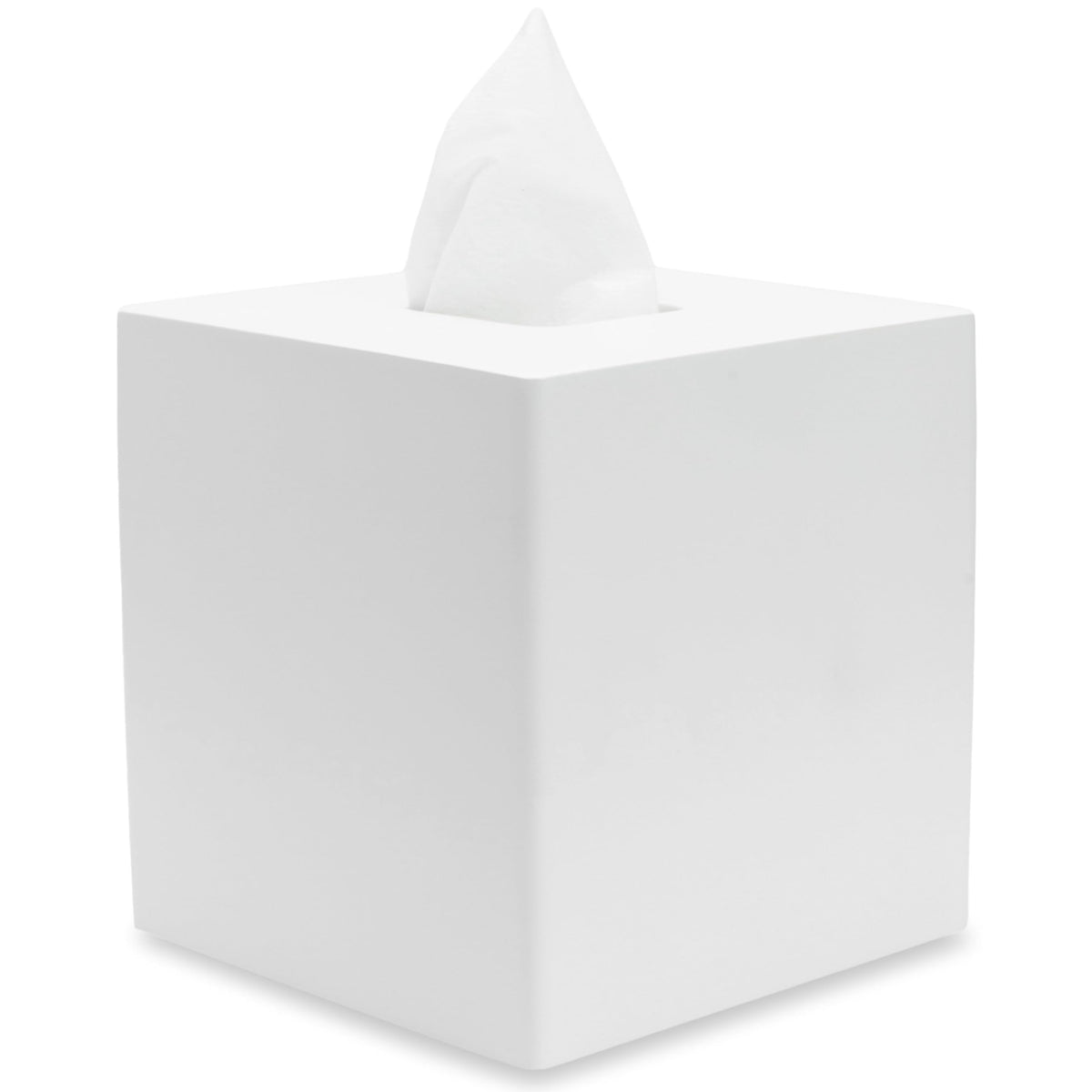 YEW DESIGN matte white square tissue box cover shown for a sleek, clutter-free look.