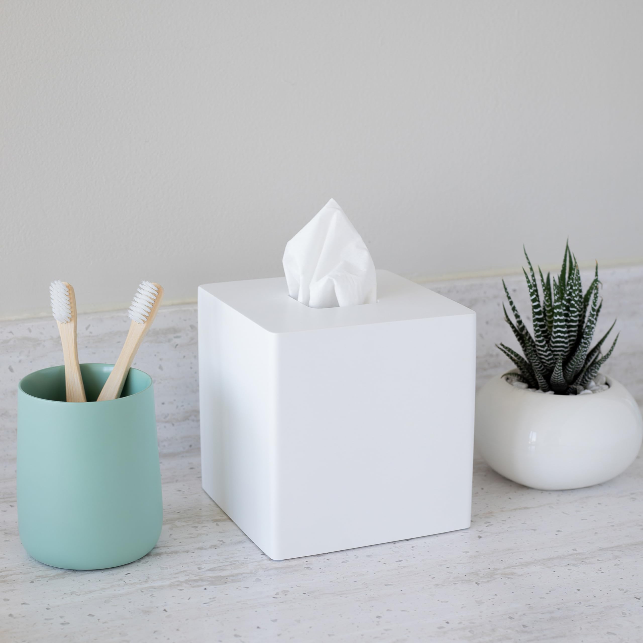 YEW DESIGN tissue box cover suited for office and vanity setups.