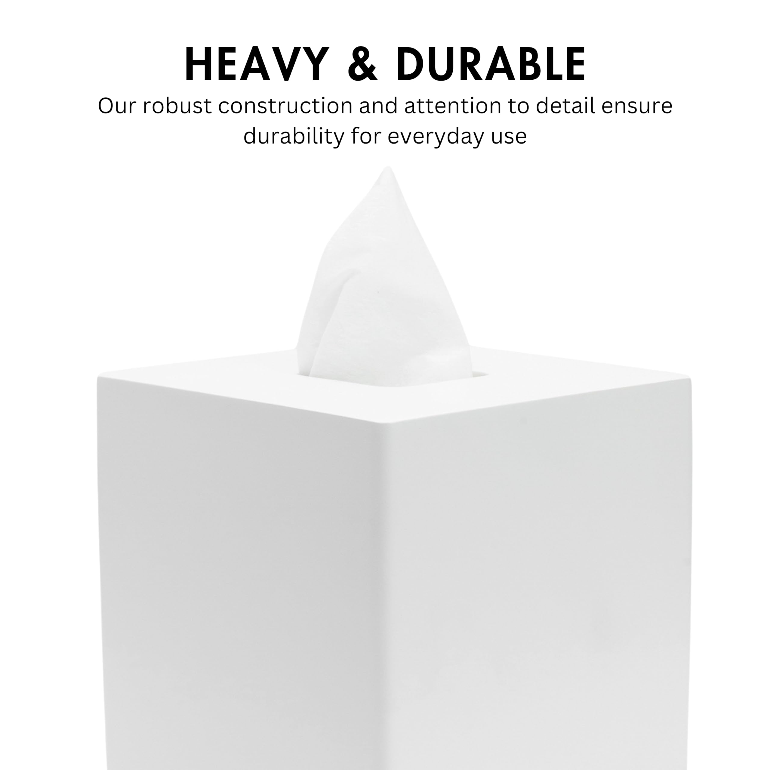 YEW DESIGN tissue box cover in a bathroom sink keeps counters tidy and chic.