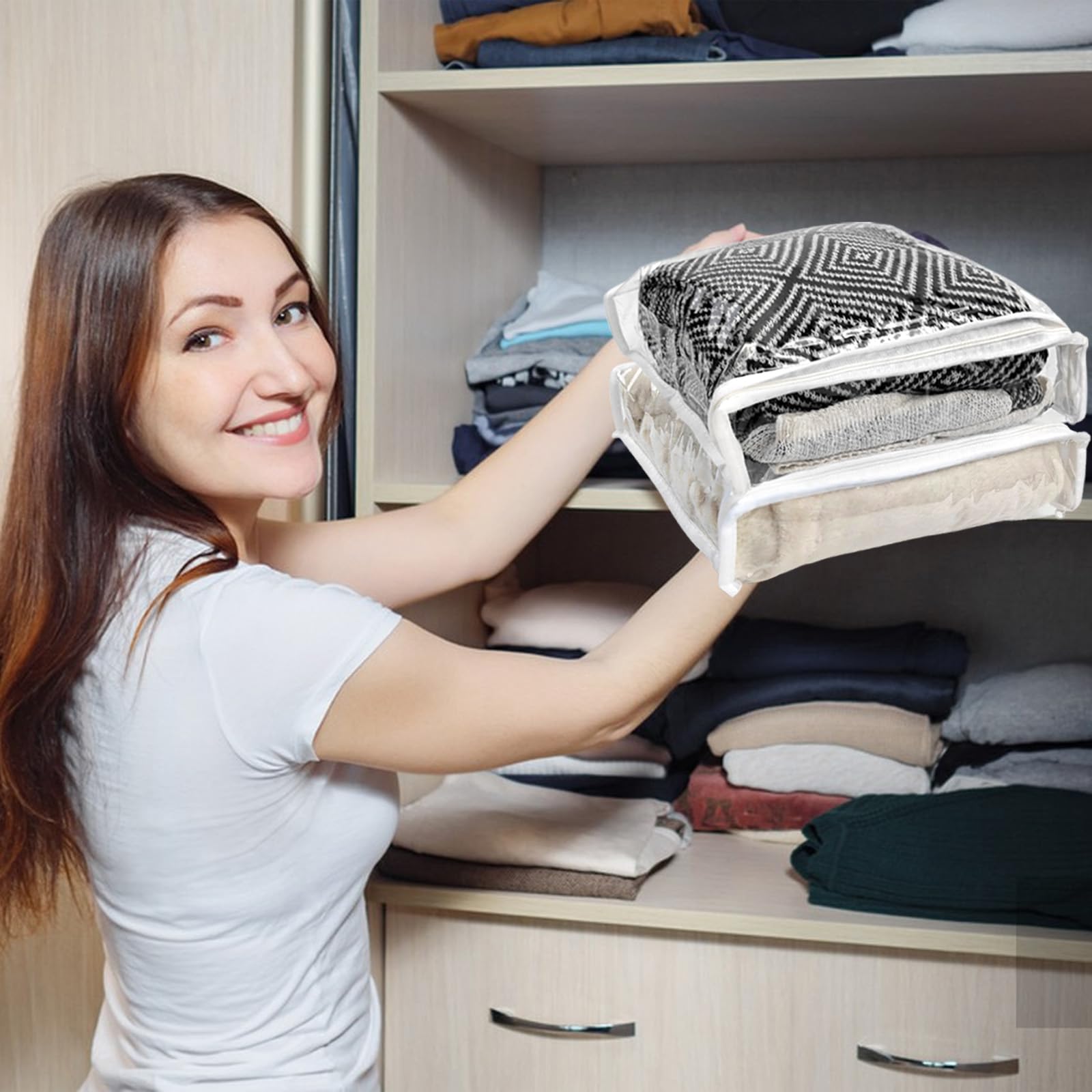 YEXEXINM durable PVC zipper bag protects fabrics during storage