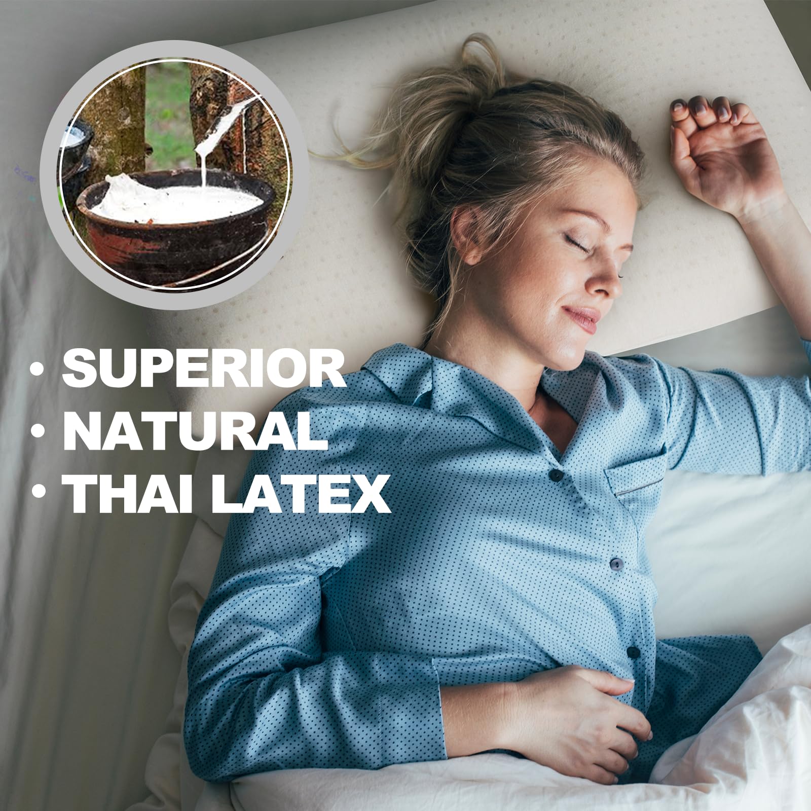 YFICBIK Talalay latex pillow breathability panel demonstrates cooling airflow for a crisp night.