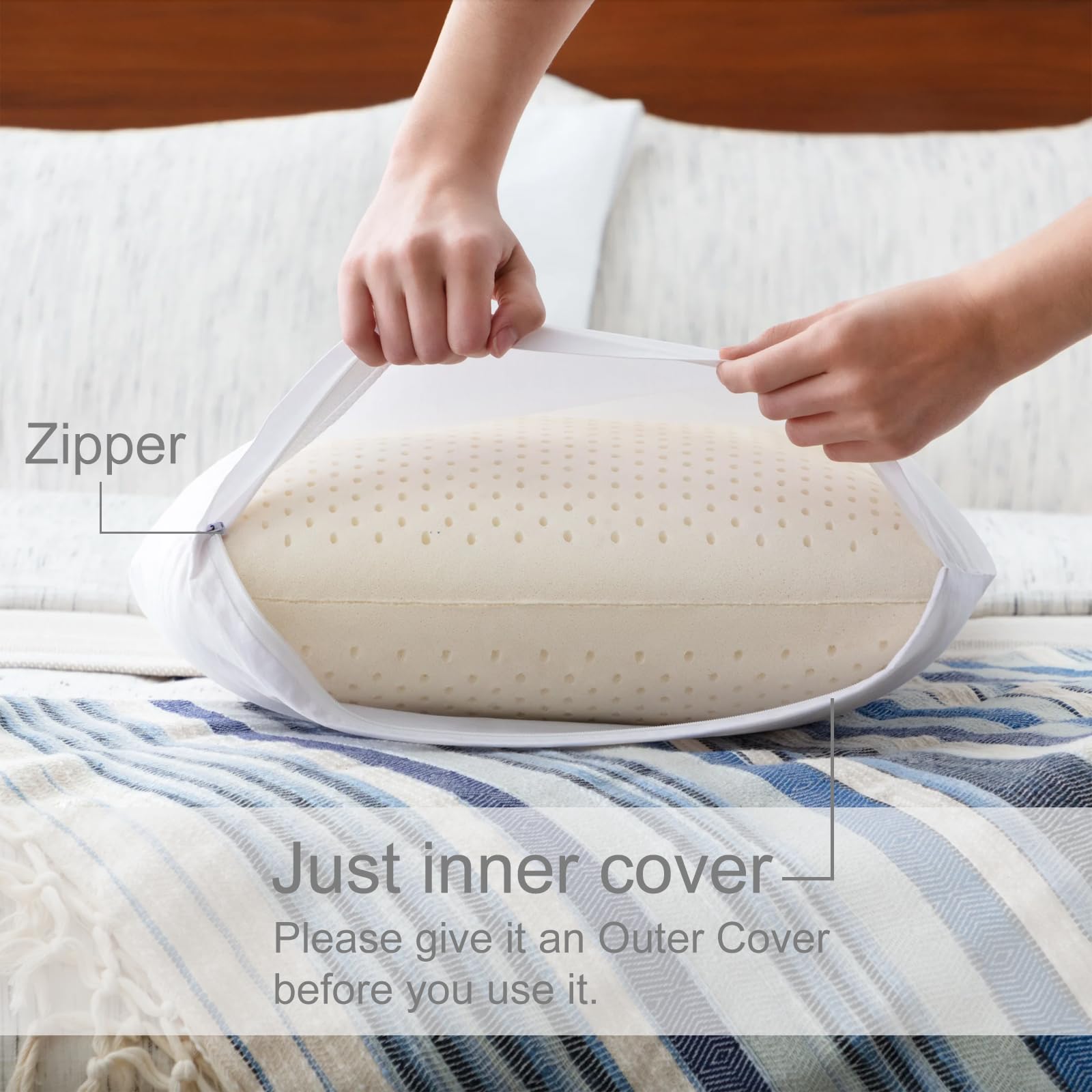YFICBIK Talalay latex pillow high-loft ideal for side sleepers seeking extra support.