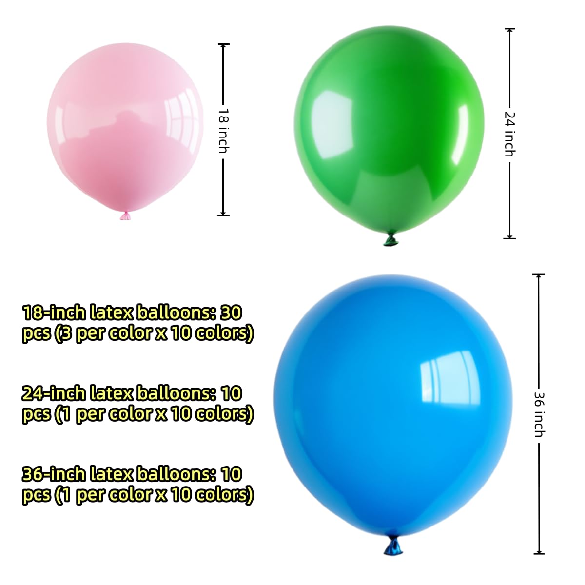YFLIUBAI 18-inch balloons inflated for a bold centerpiece display.